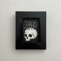 Image 2 of Original Ink And Watercolor skull and trees in frame