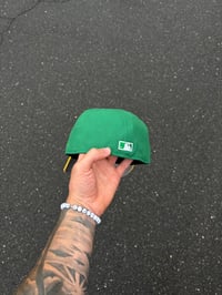 Image 5 of TRI TONE KELLY GREEN  OAKLAND ATHLETICS CUSTOM FITTED CAPS CAP