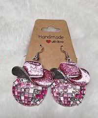 Pink Glitter Cowgirl Earring