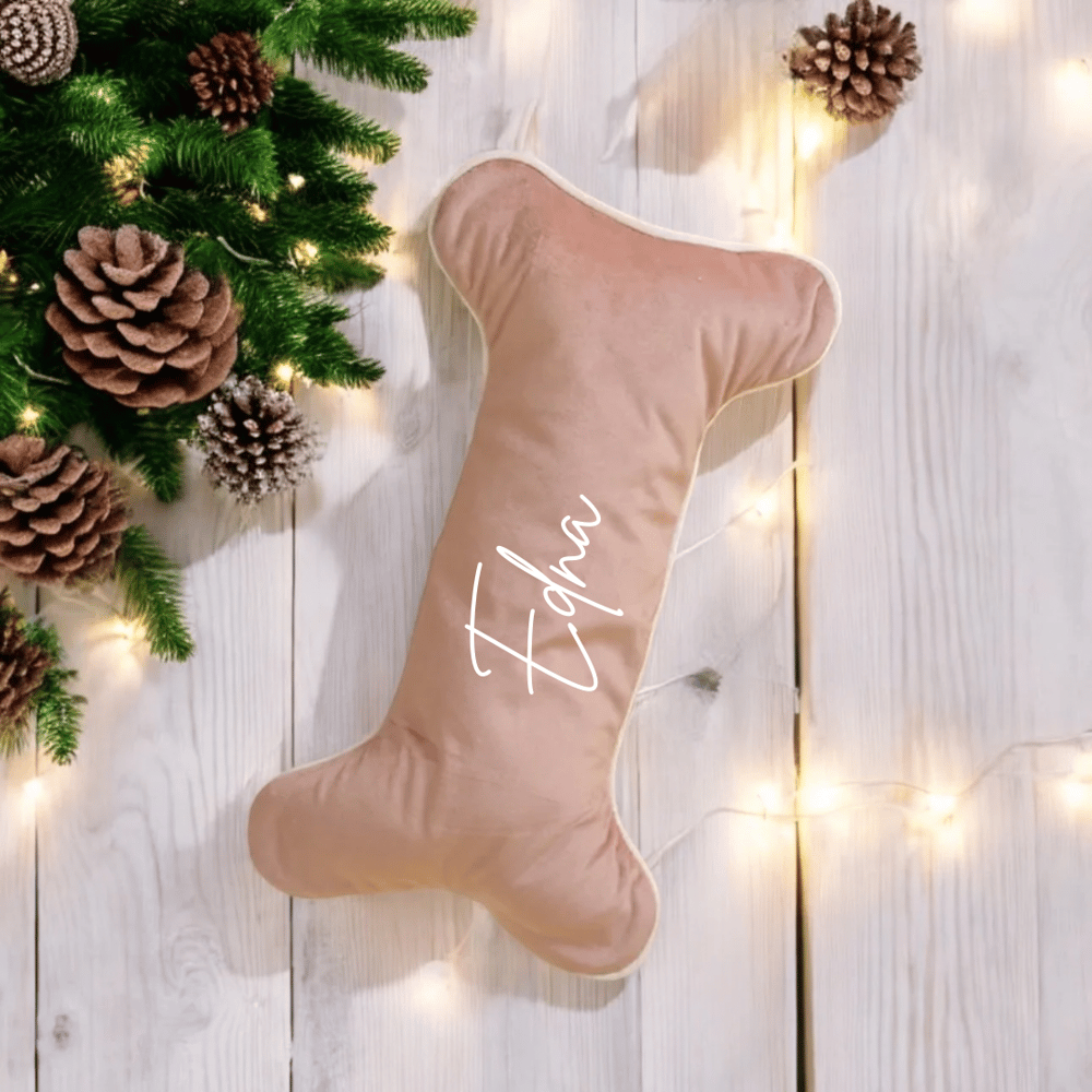 Image of Custom Velvet Bone Christmas Stocking - Baby Pink