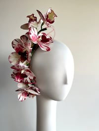Image 1 of Deep pink and white orchid headpiece