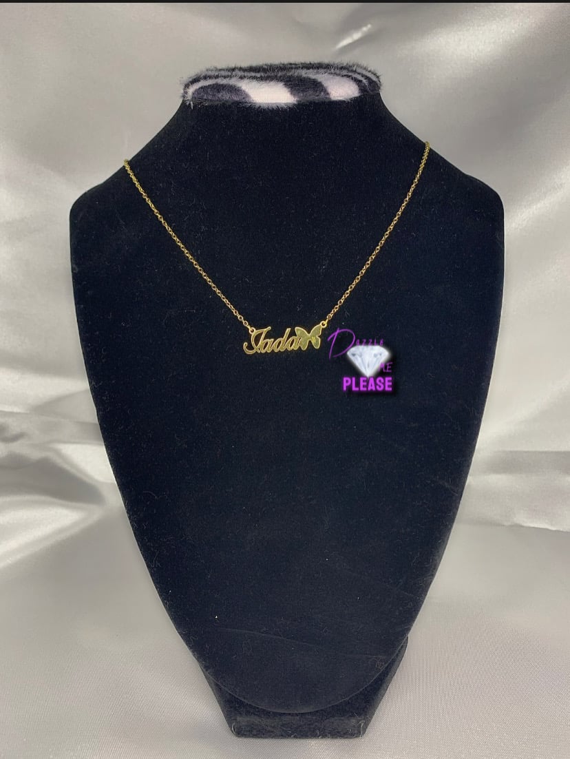 Image of Butterfly Stainless Steel Name Necklace 