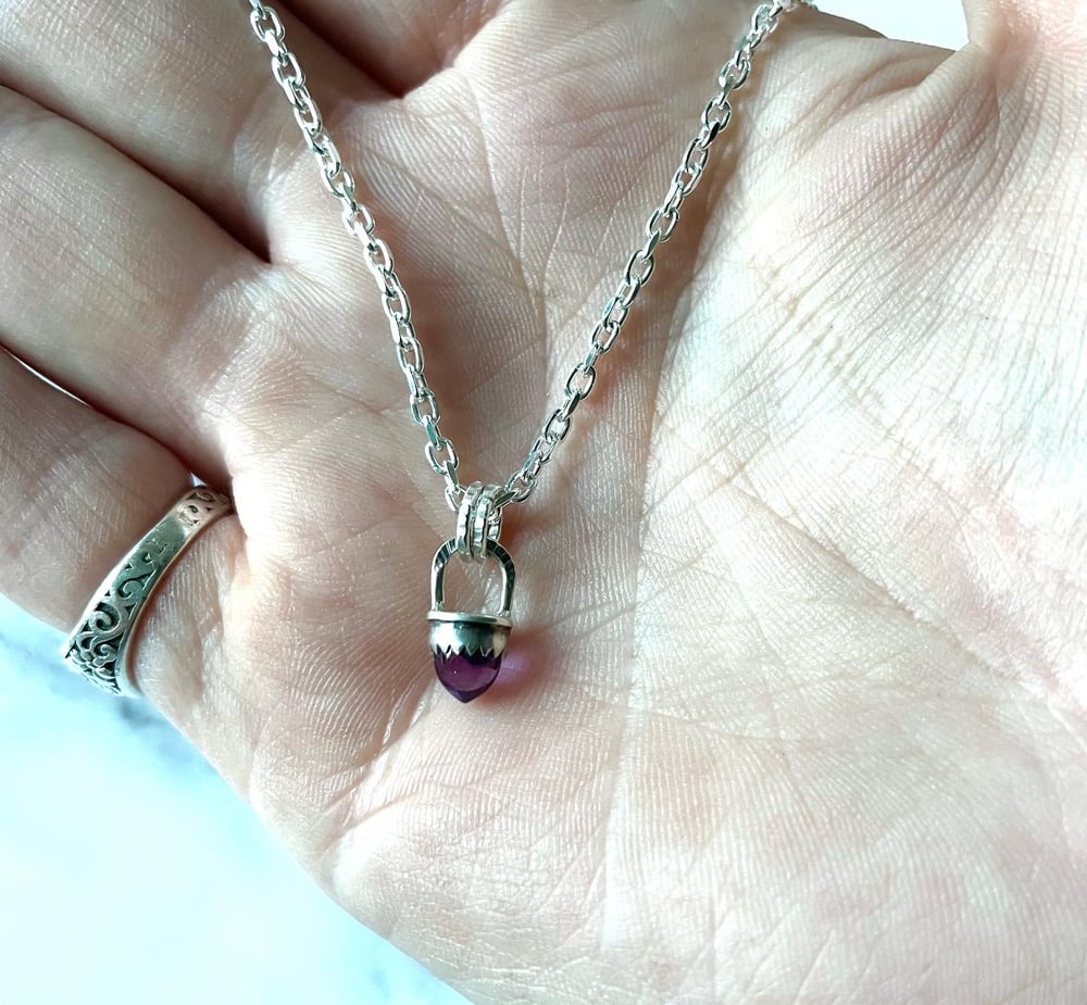 Handmade Sterling Silver Amethyst Bullet Point Pendant 925