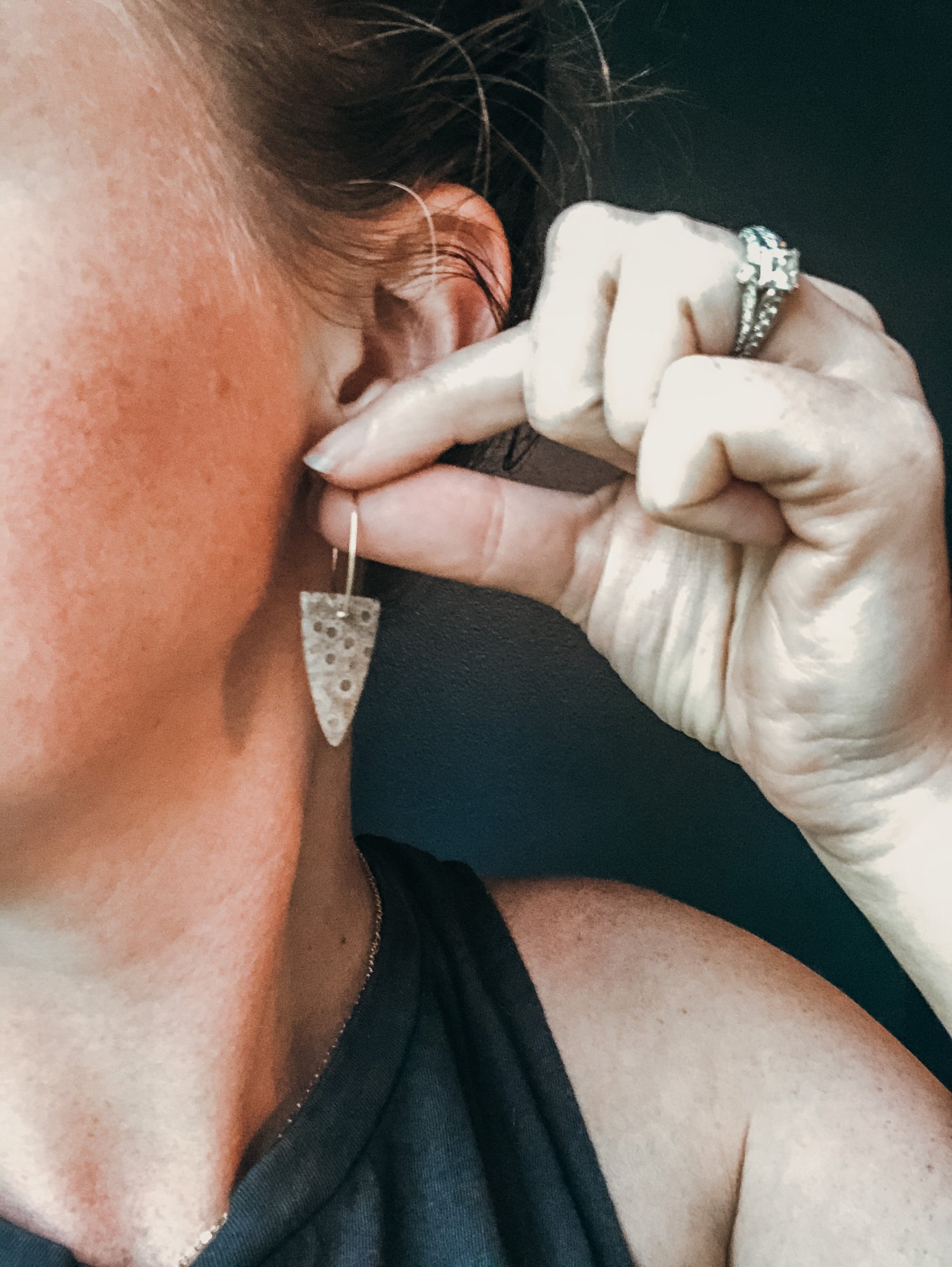 Image of One of a Kind Indonesian Fossil Coral Dangles - Triangular