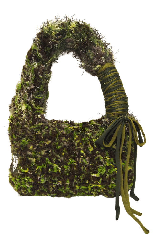 Image of Ghillie 14 - Earth tone fluffy over the shoulder handbag made from recycled materials