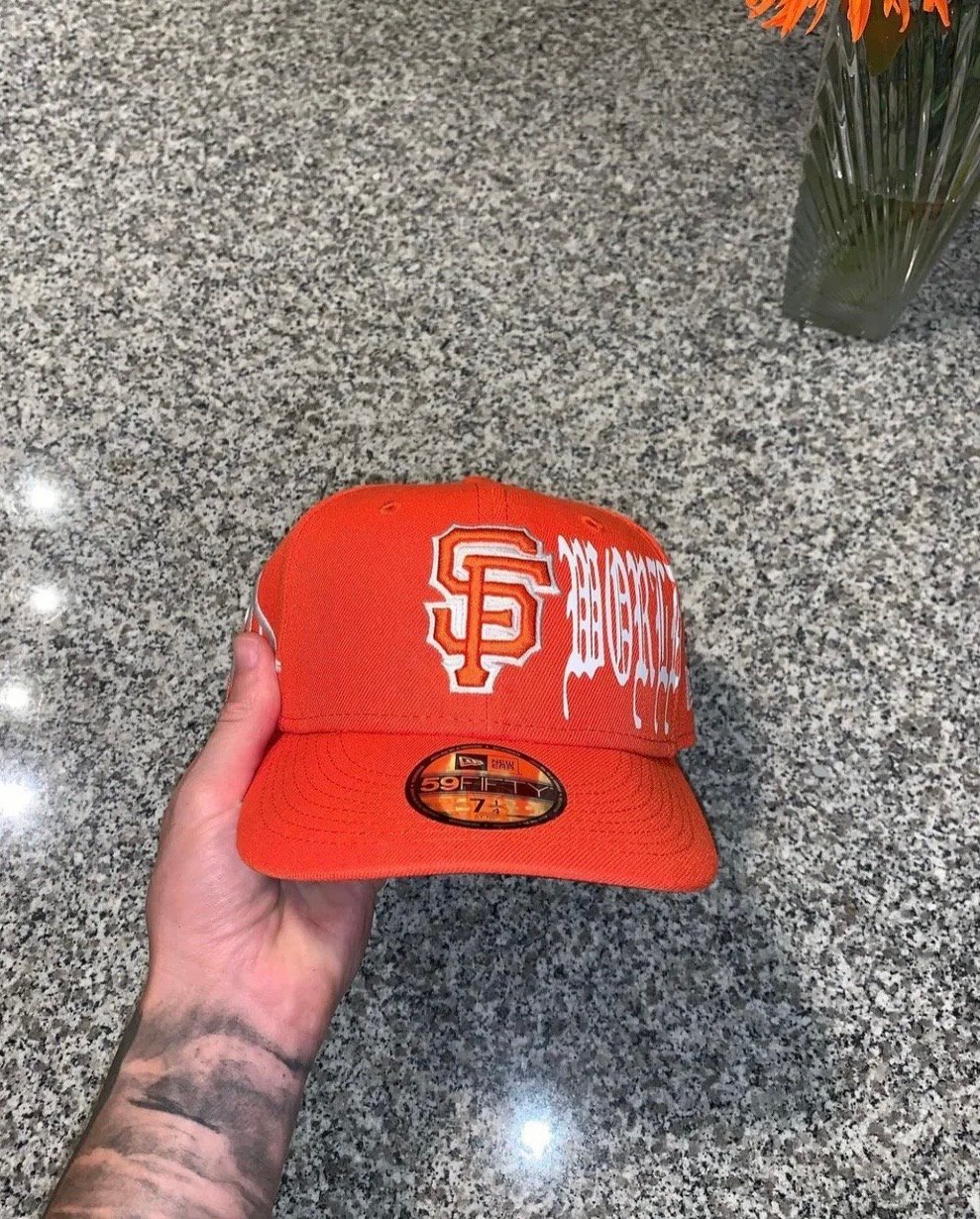 Image of ORANGE SF GIANTS BRIDGE PATCH CUSTOM FITTED CAP