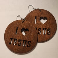 Image 2 of I love Jesus' wooden earrings 