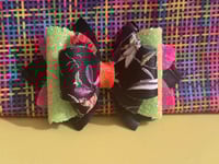 Image 4 of Black floral neon bows. Different color combos available in each picture.  