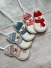 Image 1 of Wooly hat Snowman decoration
