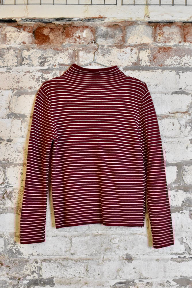 Image of High Neck Striped Top