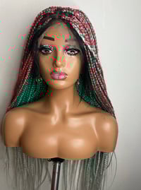 Image 4 of 36" Full Lace Braided Wigs Synthetic Hair Box Braids Lace Front Wigs Knotless Braided Wigs 
