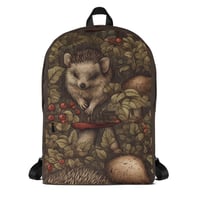 Image 1 of Boho Nature Cottagecore Inspired Hedgehogs Among Mushrooms Backpack