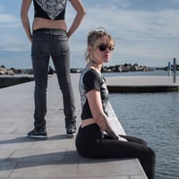 Image 1 of XENA white snake, vegan black leather