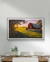 Image 4 of <h2>Sundown on the Farm </h2> <br />Original Artwork <br />24 x 40 <br />Oil