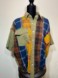 Image 4 of Patchwork Cropped Flannel