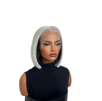 Image 3 of Storm Silver Shadow Bob Lace Front Wig - Sleek Silver Hair Style for Stylish Look
