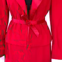 Image 3 of Peter Langner Designer Italian Red Wool Women’s Tailored Jacket & Skirt Size 8  