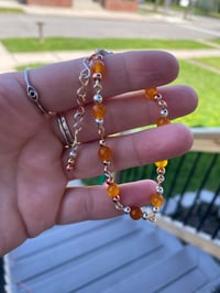 Image 1 of Orange Agate Tri-metal bracelet