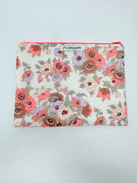 Image 1 of Pochette grand format LA SPACIEUSE Liberty Madeleine corail fluo