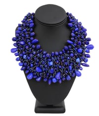 DEEP PURPLE BLUE BEADED BIB NECKLACE 