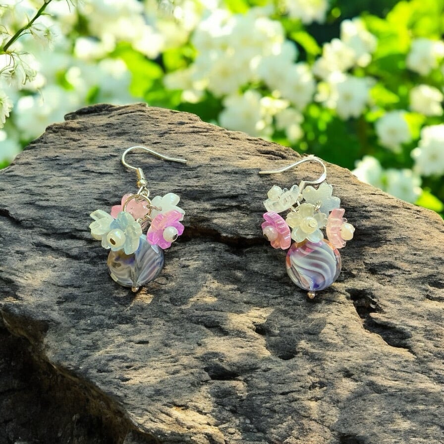 Image of Flower Charm Dangle Earrings