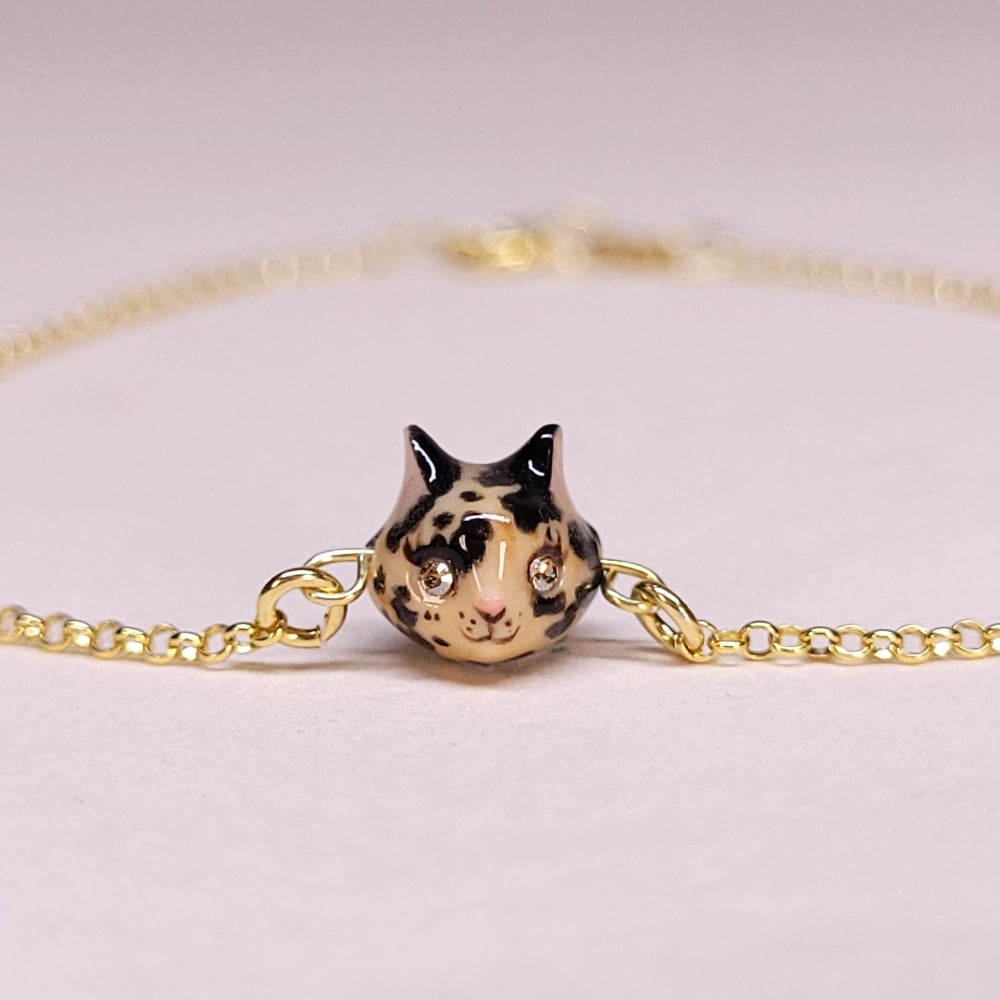 Image of Teeny Tiny Tortoiseshell Porcelain & Gold Vermeil Charm Bracelet