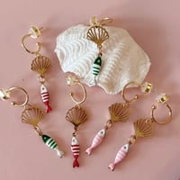 Image 1 of Little Fish and Shell Half Hoops