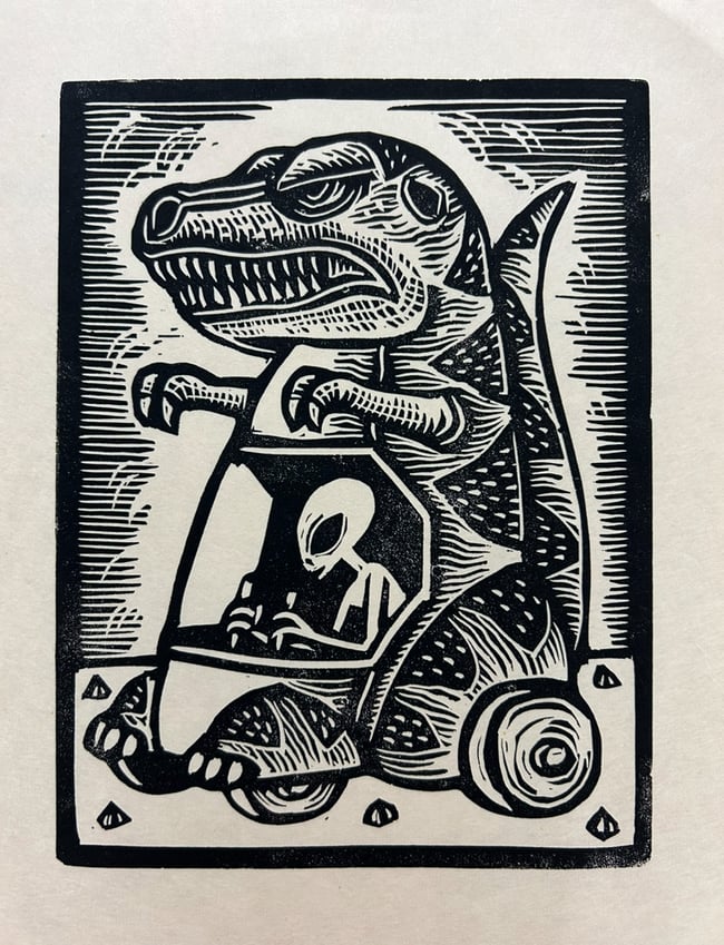 Aliens And Dinosaurs Block Print Set