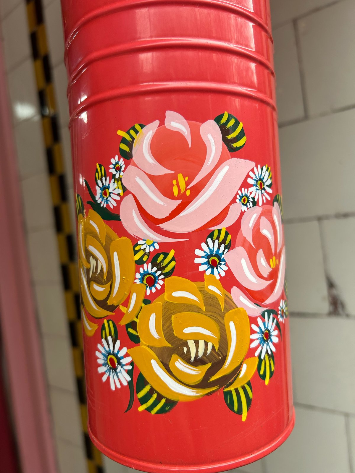 Image of Enamel Jug with Canal Boat Roses