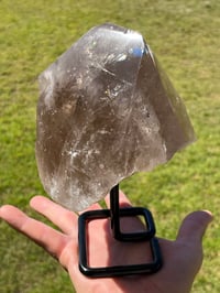 Image 23 of Smoky Quartz Natural Point With Rainbows On Stand #1456