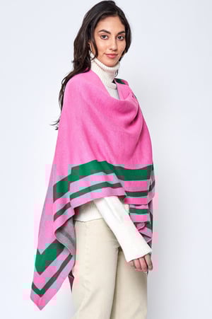 Image of Striped Shoulder Strap Ruana Poncho