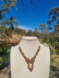 Image 1 of Macrame Mushroom Citrine Necklace 