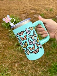 Image 1 of 20oz stainless steel butterfly mug