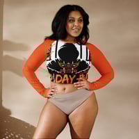 Image 2 of Orange 30 Day Bid Long Sleeve Crop Top