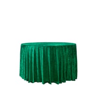 Image 1 of Velvet 120" Round Tablecloth - Forest Green