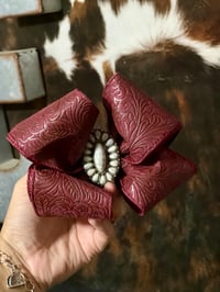  Burgundy  ribbon bow with concho 
