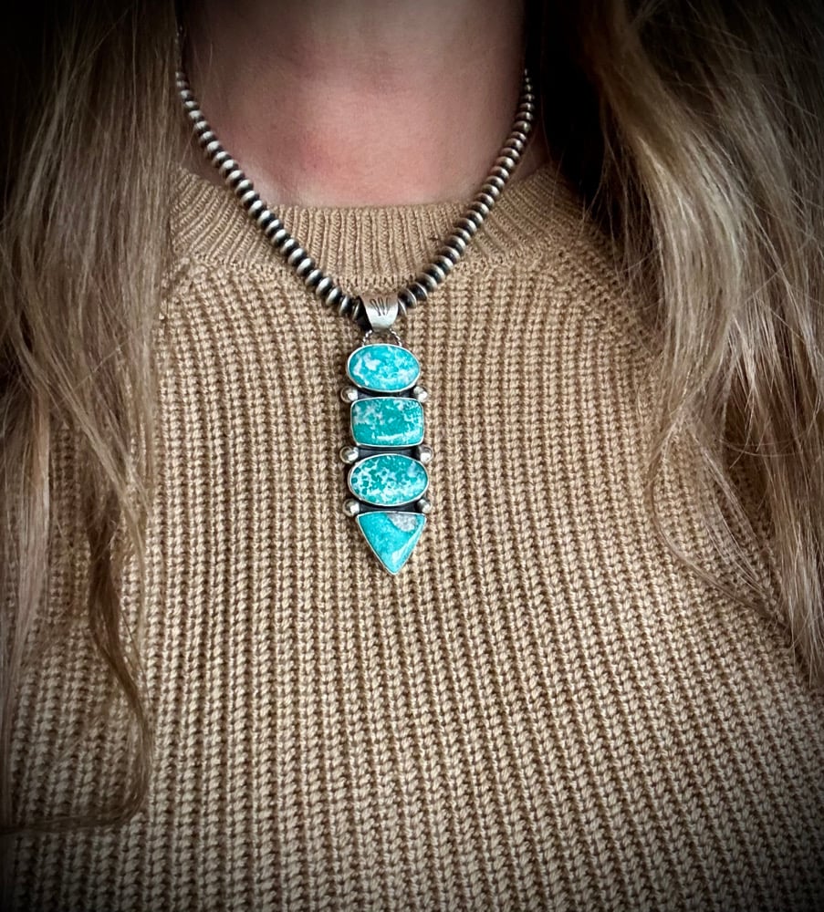 Image of White Water Turquoise Stack Pendant