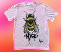 Image 1 of “BEE NICE” ONE OF A KIND HAND PAINTED T-SHIRT LARGE