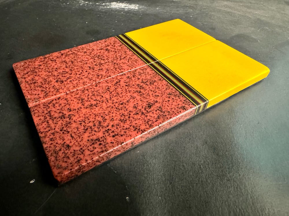 Image of Linen Micarta & Red GLOW Grip-Tec Segmented Knife Scales