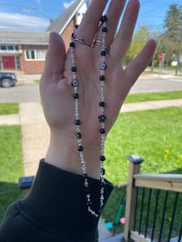 Image 1 of Silver/Black Flower necklace