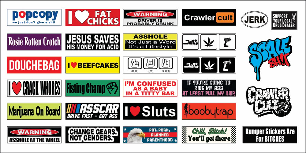 1:10 Scale Bumper Stickers 