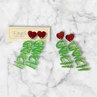 Image 1 of Christmas Grinchy Earrings