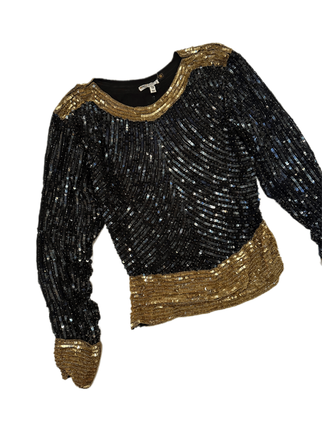 70s Saint Laurent rive gauche noir beaded and silk top
