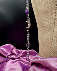 Image 4 of (Limited Edition) Moon Goddess Uranium & Genuine Amethyst Accented Beaded Eyeglass Chain 