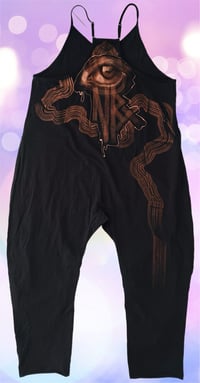 Image 2 of “PEACE” CUSTOM BLEACH PAINTED OVERSIZED ROMPER LARGE