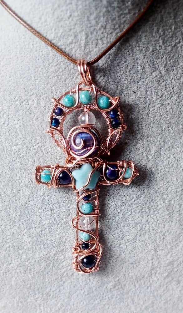 Image of Wire Wrapped Crystal Ankh 