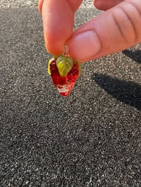 Image 4 of Red Elvis Translucent Strawberry Pendant 