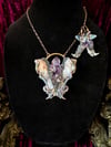 Bisected Mink Skull W/ Amethyst & Carborundum - Necklace & Earring Set