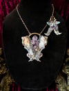 Bisected Mink Skull W/ Amethyst & Carborundum - Necklace & Earring Set