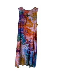 Image 4 of S Knit Pocket Tank Dress in Earthy Rainbow Watercolor Ice Dye